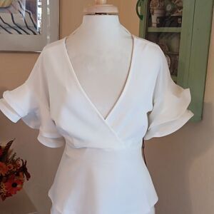 Haute Monde White Top With Layered Sleeves